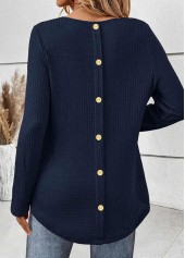 Tummy Coverage Navy Long Sleeve Round Neck T Shirt