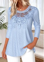 Tummy Coverage Light Blue Long Sleeve T Shirt