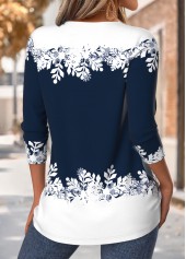 Christmas Tummy Coverage Navy Long Sleeve T Shirt