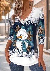 Christmas Tummy Coverage Navy Long Sleeve T Shirt