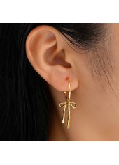 Golden Bow Tassel Design Alloy Earrings