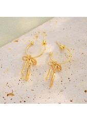 Golden Bow Tassel Design Alloy Earrings