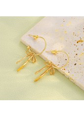 Golden Bow Tassel Design Alloy Earrings