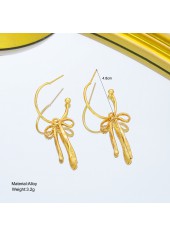 Golden Bow Tassel Design Alloy Earrings