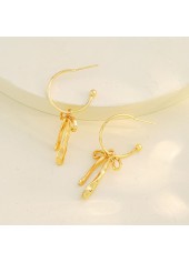 Golden Bow Tassel Design Alloy Earrings