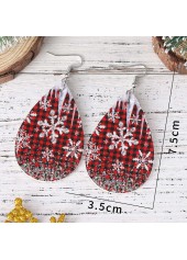 Christmas Wine Red Droplet Faux Leather Earrings