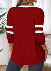 Tummy Coverage Deep Red Long Sleeve Split Neck Sweatshirt