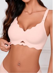 V Neck Detail Light Pink Bra