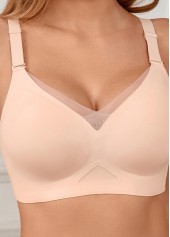 V Neck Detail Light Pink Bra