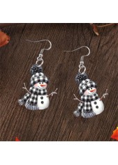 Christmas Black Snowman Design Acrylic Earrings