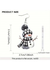 Christmas Black Snowman Design Acrylic Earrings