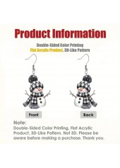 Christmas Black Snowman Design Acrylic Earrings