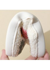 White Floral Print Closed Toe Falt Slippers