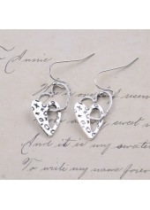 Silver Hollow Heart Design Alloy Earrings