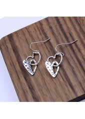 Silver Hollow Heart Design Alloy Earrings