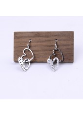 Silver Hollow Heart Design Alloy Earrings