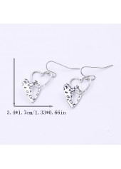 Silver Hollow Heart Design Alloy Earrings