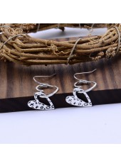Silver Hollow Heart Design Alloy Earrings