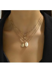 Golden Layered Shell Alloy Necklace Set