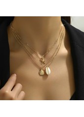 Golden Layered Shell Alloy Necklace Set