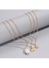 Golden Layered Shell Alloy Necklace Set