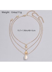 Golden Layered Shell Alloy Necklace Set