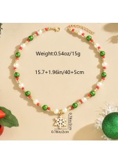 Christmas Golden Snowflake Beaded Alloy Necklace