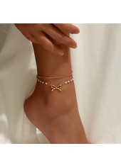 Golden Color Bow Alloy Detail Anklet