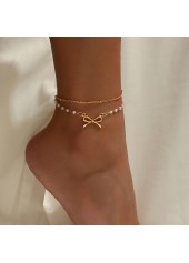Golden Color Bow Alloy Detail Anklet