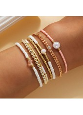 Golden Pearl Beaded Crystal Bracelet Set
