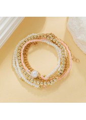 Golden Pearl Beaded Crystal Bracelet Set
