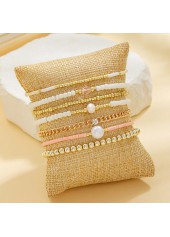 Golden Pearl Beaded Crystal Bracelet Set