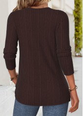 Floral Print Patchwork Dark Coffee Long Sleeve T Shirt