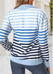 Striped Tummy Coverage Blue Long Sleeve Sweatshirt
