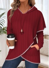 Tummy Coverage Wine Red Long Sleeve Hoodie
