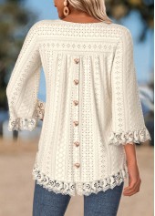 Tummy Coverage Beige 3/4 Sleeve Round Neck T Shirt