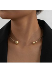 Golden Alloy Round Geometric Asymmetrical Necklace