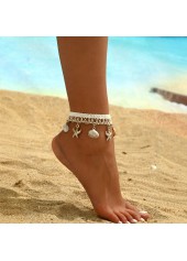 Beige Shell Woven Tassel Design Anklet