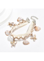 Beige Shell Woven Tassel Design Anklet