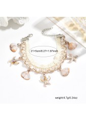 Beige Shell Woven Tassel Design Anklet