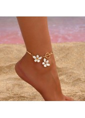 Golden Floral Design Camellia Alloy Anklet