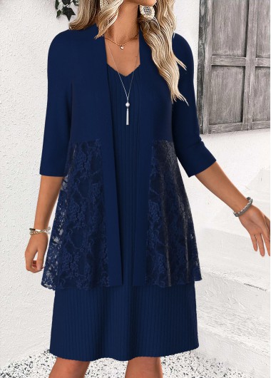 Tummy Coverage Navy Long Sleeve Dress and Cardigan Tummy Coverage Navy Long Sleeve Dress and Cardigan