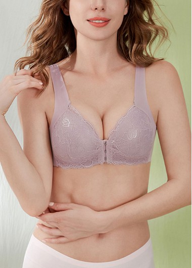 V Neck Push-up Light Purple Bra