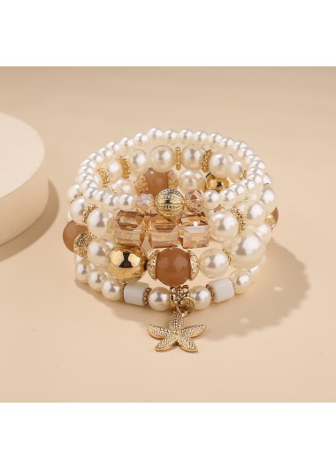 Beige Pearl Starfish Design Beaded Bracelets
