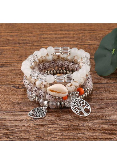 Raw White Heart Shell Alloy Bracelets