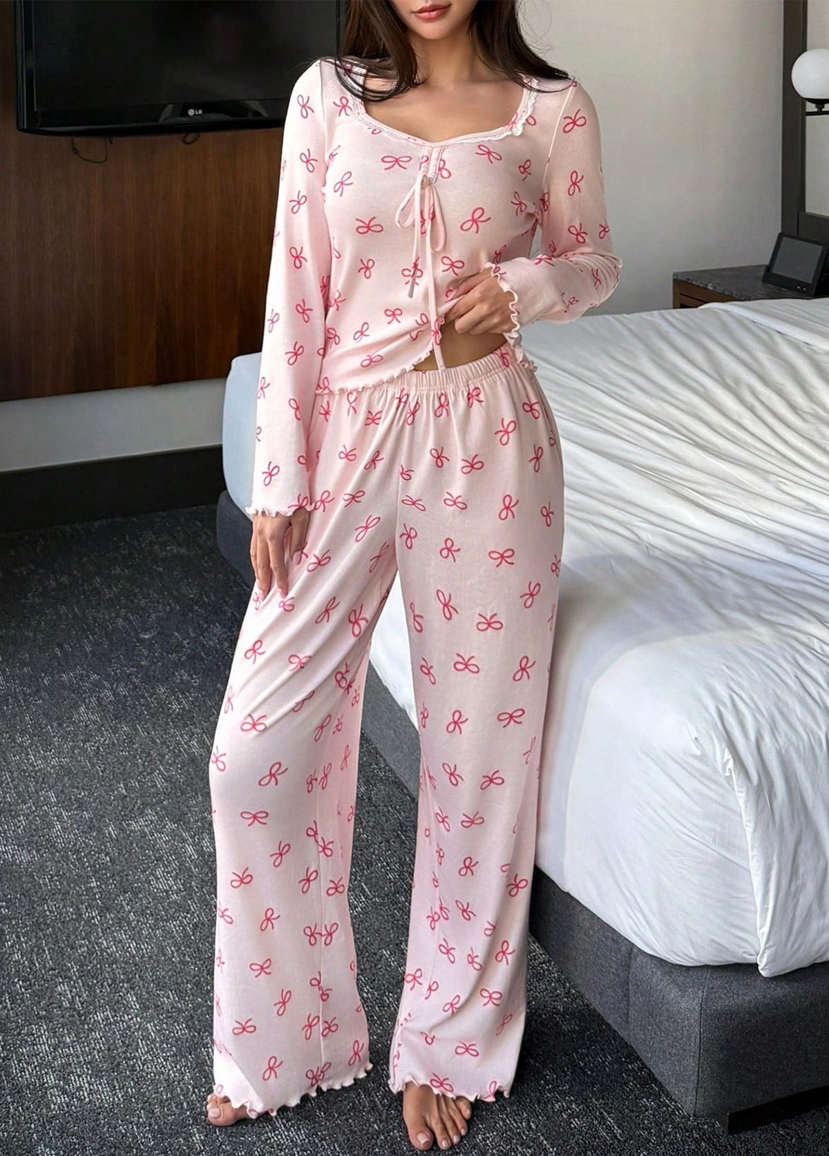 Ditsy Floral Print Pink Lounge Top and Pants