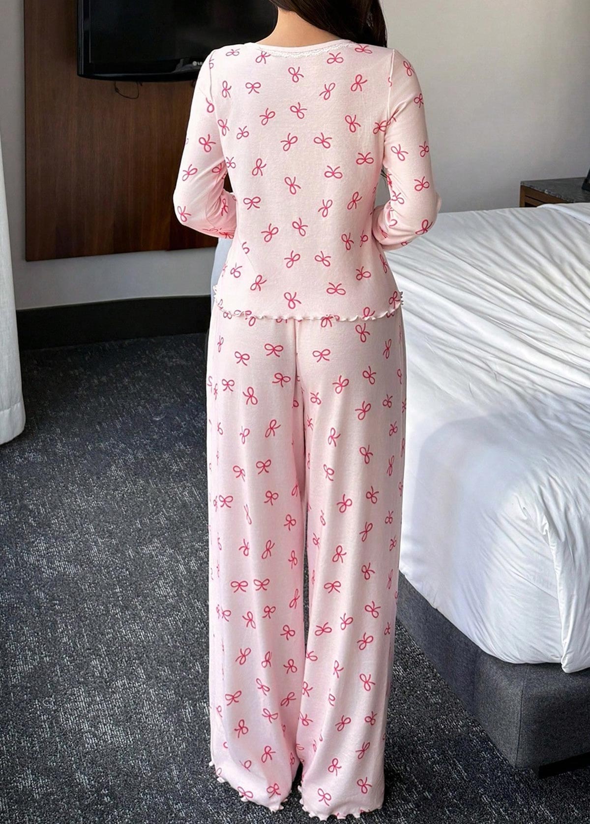 Ditsy Floral Print Pink Lounge Top and Pants