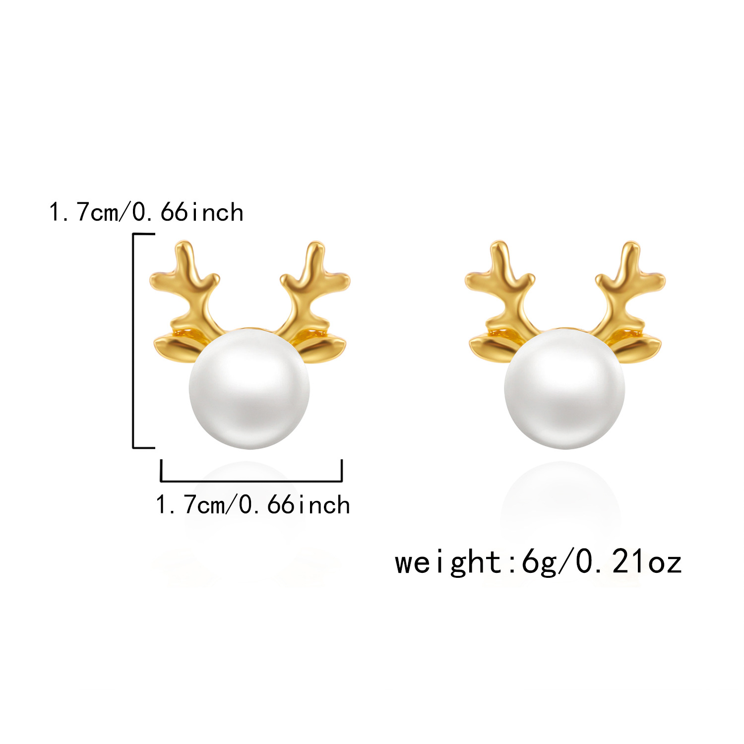 Christmas Golden Reindeer Alloy Detail Earrings