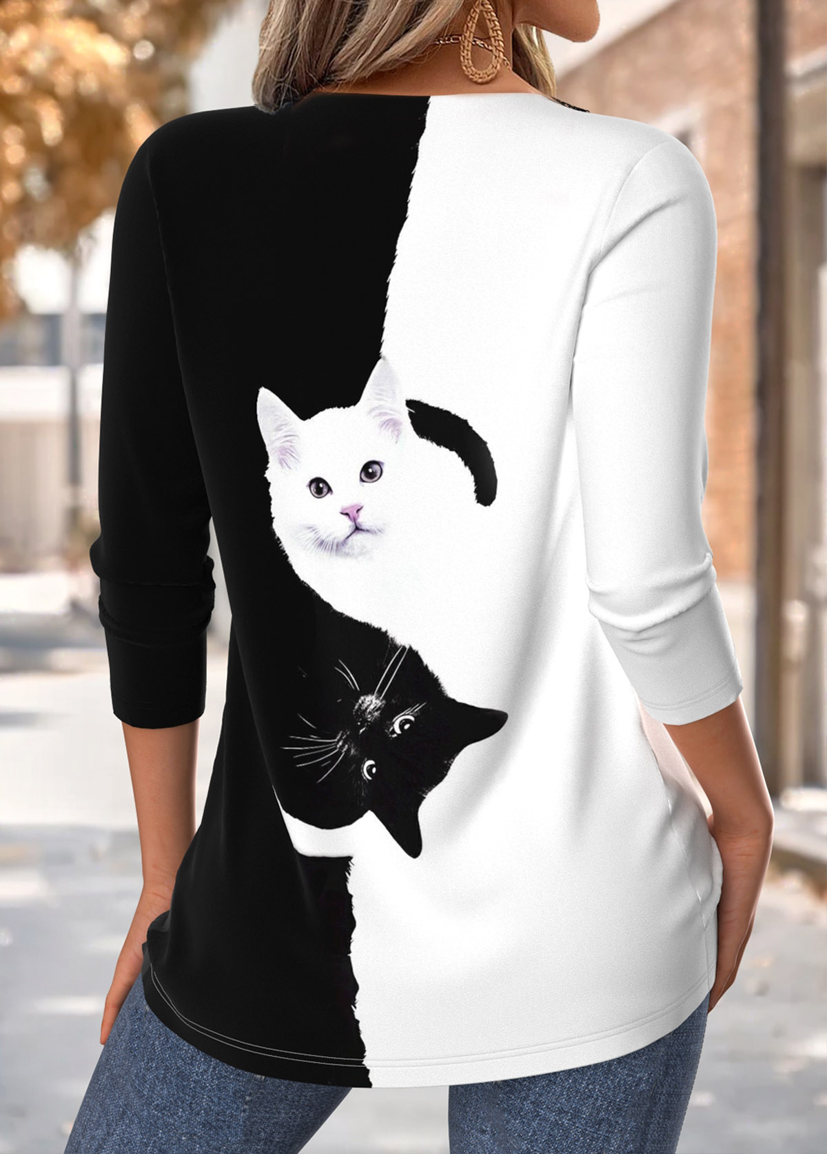 Animal Print Tummy Coverage Black Long Sleeve T Shirt