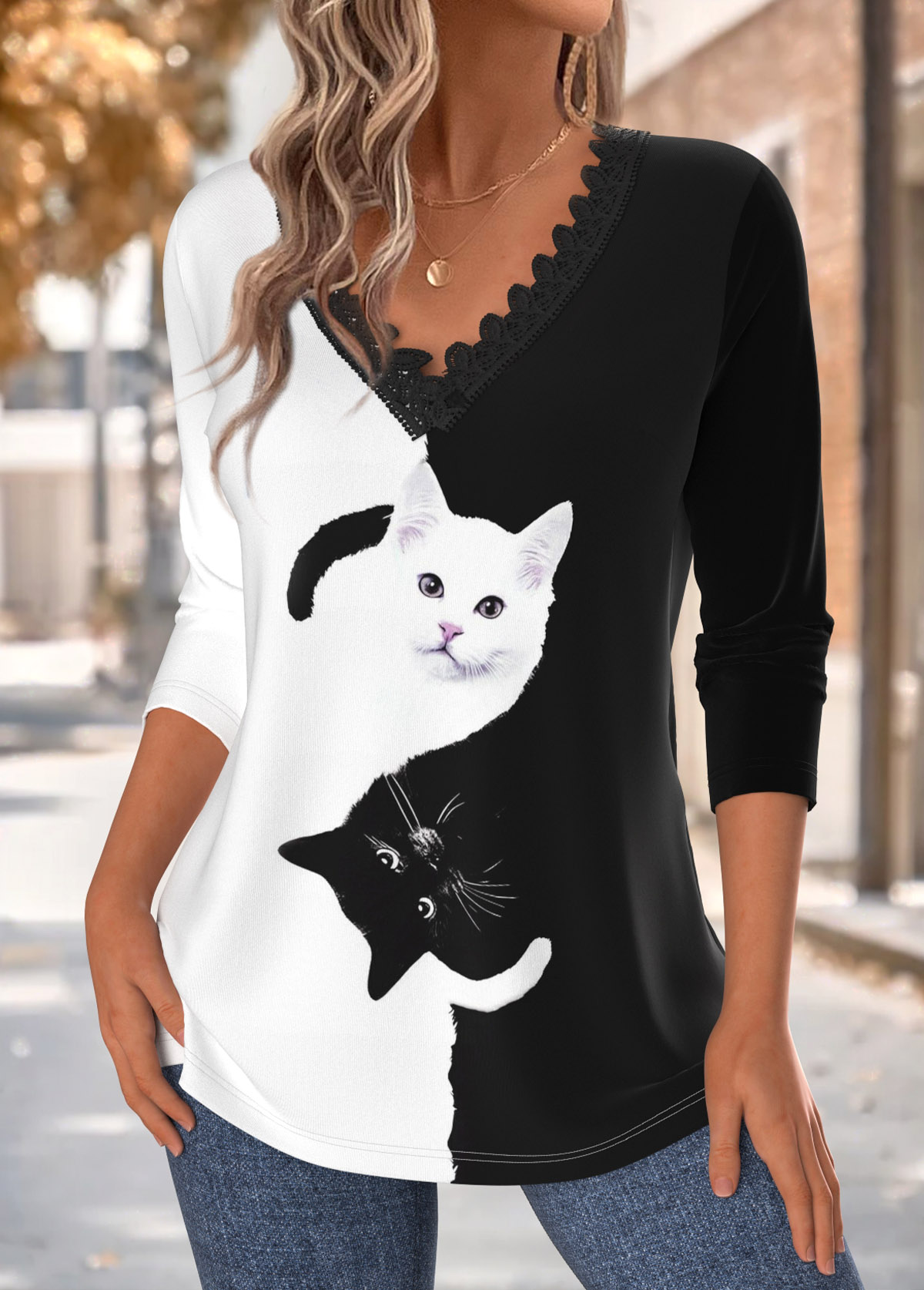 Animal Print Tummy Coverage Black Long Sleeve T Shirt